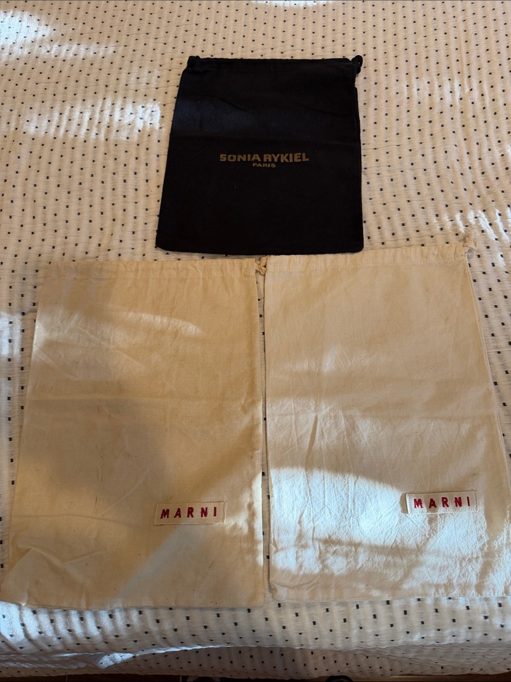 Sonia Rykiel  and Marni Drawstring shoes Dust Bags.